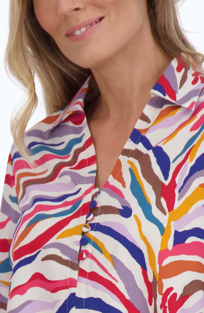 Foxcroft Alexis Zebra Stripe Shirt, Alternate, color, White Multi