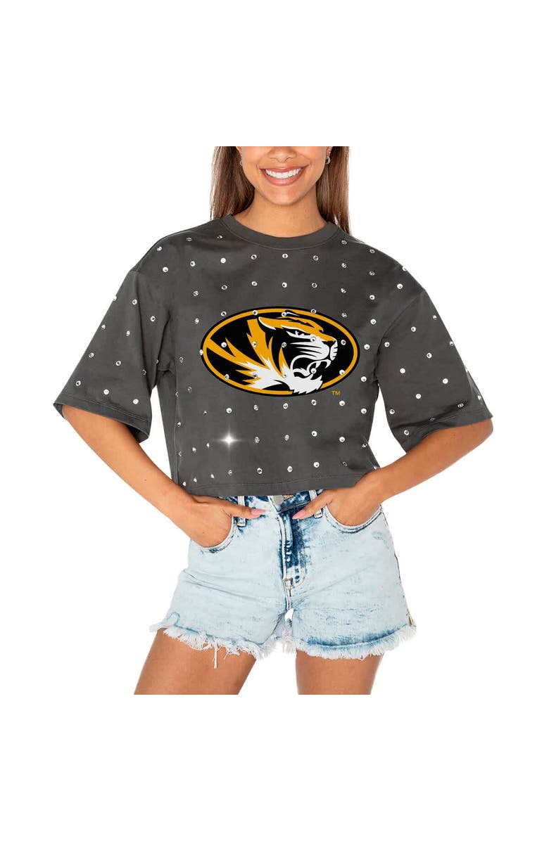 GAMEDAY COUTURE Women's Gameday Couture Gray Missouri Tigers Go Time Rhinestone Crop T-Shirt, Alternate, color, Gray
