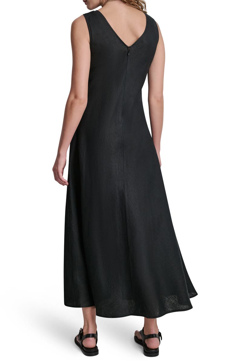 DKNY Fray Linen Dress, Alternate, color, Black