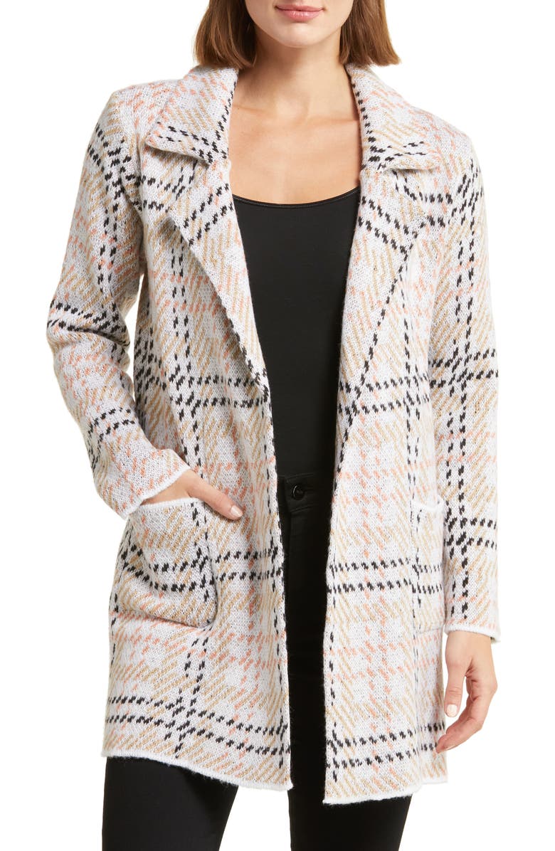 BY DESIGN Rocco Plaid Blazer Cardigan, Main, color, 