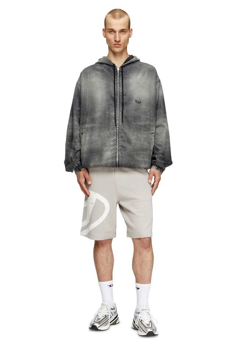 P-Crow-Bleach Sweat Shorts, Alternate, color, ASH/ GREY