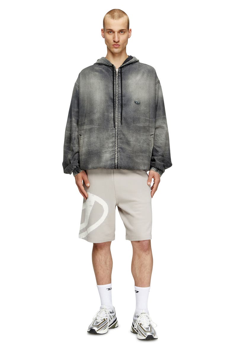 DIESEL<sup>®</sup> P-Crow-Bleach Sweat Shorts, Alternate, color, Ash/ Grey