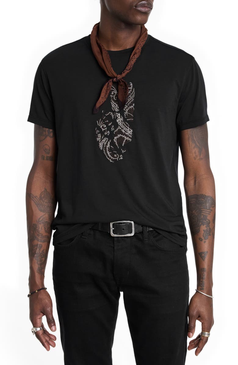 John Varvatos Embroidered Peace Sign T-Shirt, Alternate, color, 