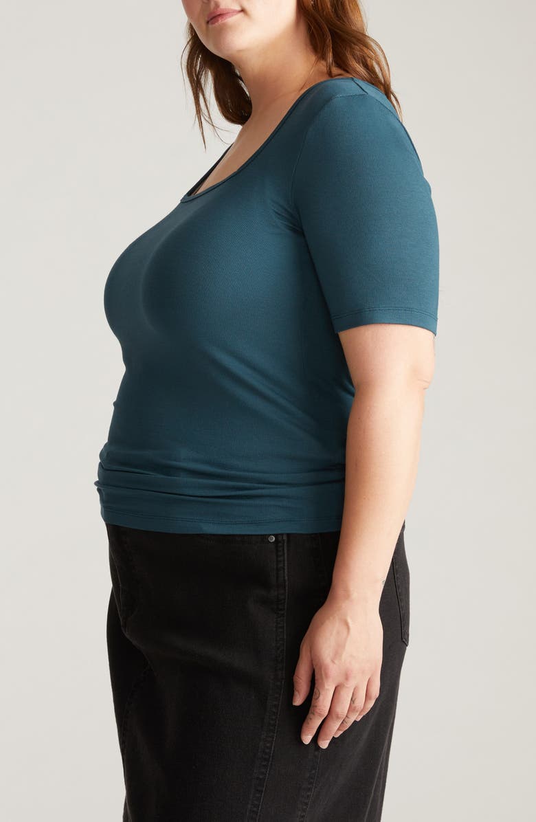 Universal Standard Foundation Short Sleeve Top, Alternate, color, Teal Blue