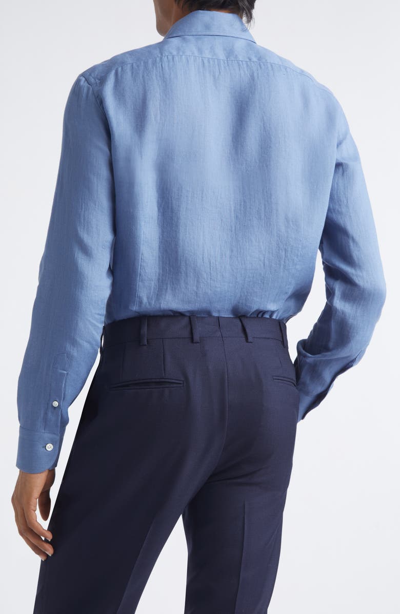 Thom Sweeney Linen Button-Up Shirt, Alternate, color, Denim Blue