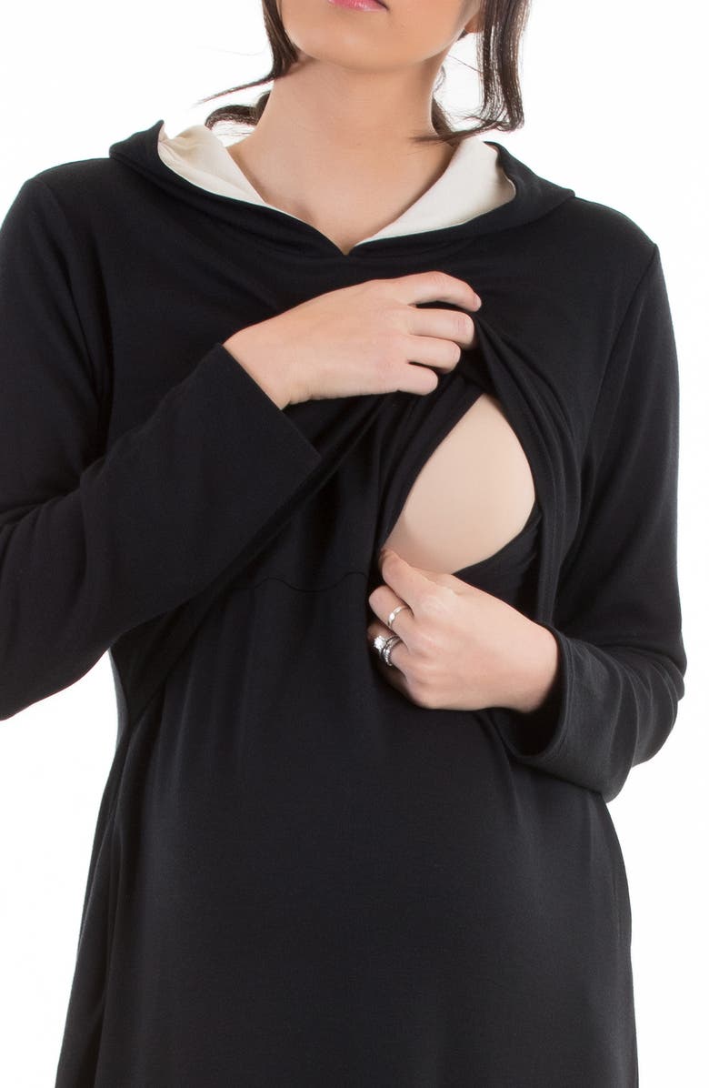 Angel Maternity Long Sleeve Hoodie Maternity/Nursing Dress, Alternate, color, 