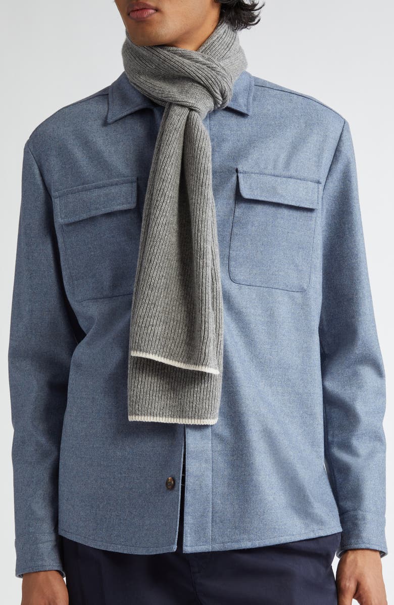 Eleventy Tipped Rib Cashmere Scarf, Main, color, 