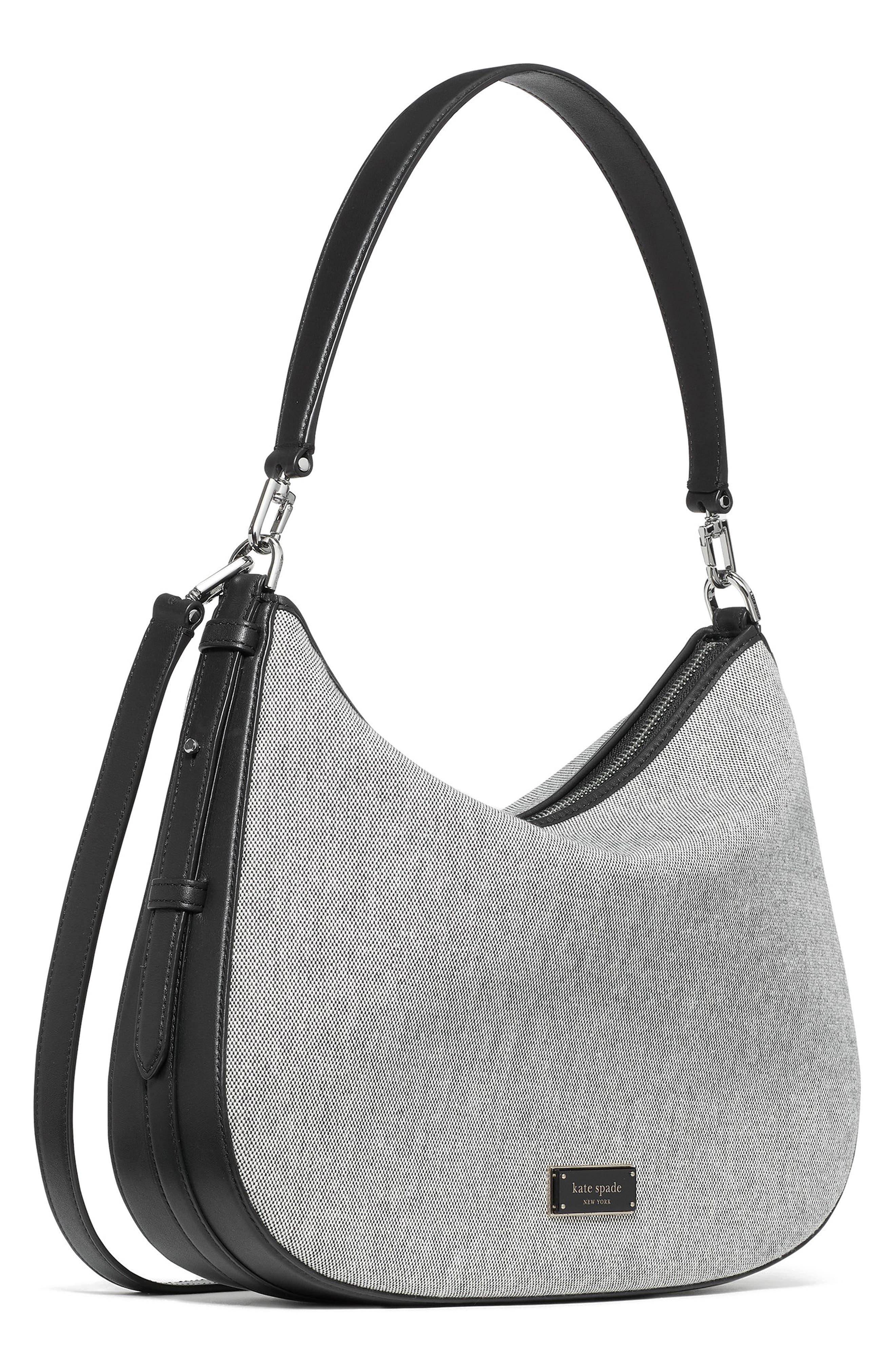 liv large canvas shoulder bag, Alternate, color, BLACK/ GREY