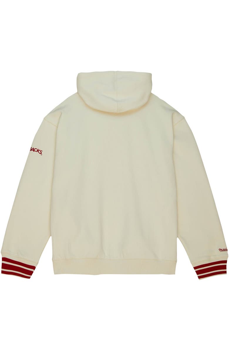 Mitchell & Ness Men's Mitchell & Ness Cream Arkansas Razorbacks Chainstitch Logo Pullover Hoodie, Alternate, color,