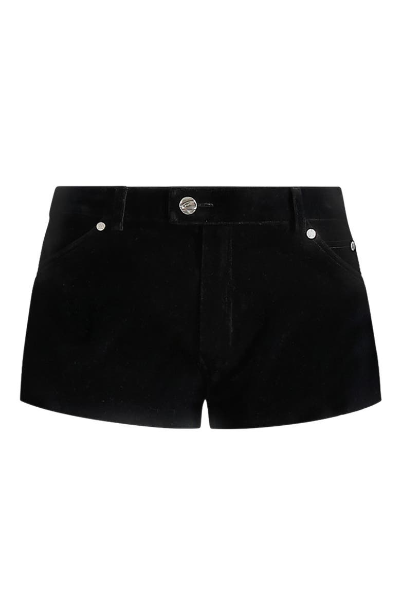 Manière De Voir Samia Velvet Patent Mini Shorts, Alternate, color, Black