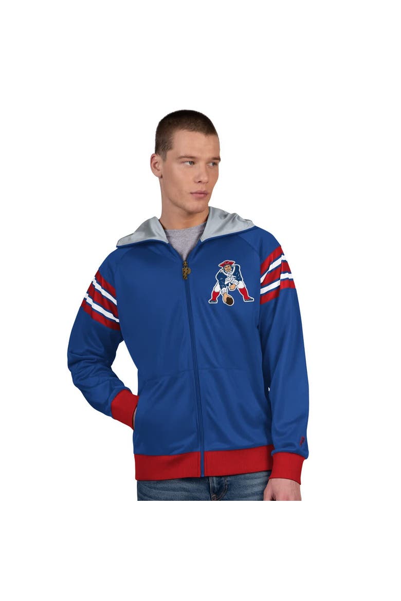 Men's Pro Player Royal/Red New England Patriots Retro Helmet Full-Zip Hooded Track Jacket, Main, color, Royal
