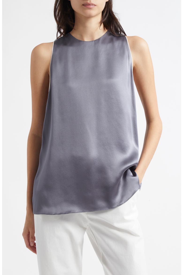 Sleeveless Silk Charmeuse Top, Main, color, DUST AND SAND