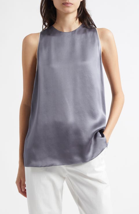 Sleeveless Silk Charmeuse Top
