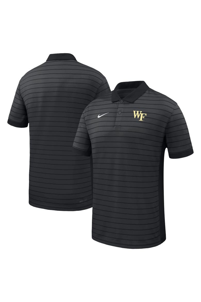 Men's Nike Black Wake Forest Demon Deacons 2025 Early Season Coaches Sideline Victory Stripe Performance Polo, Main, color, Black