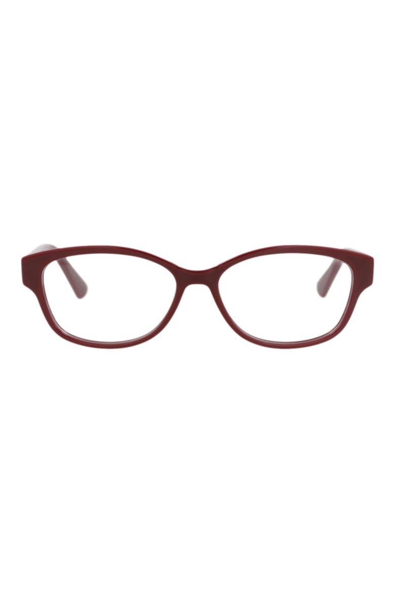 53mm Rectangular Optical Glasses, Main, color, BURGUNDY BURGUNDY TRANSPARENT