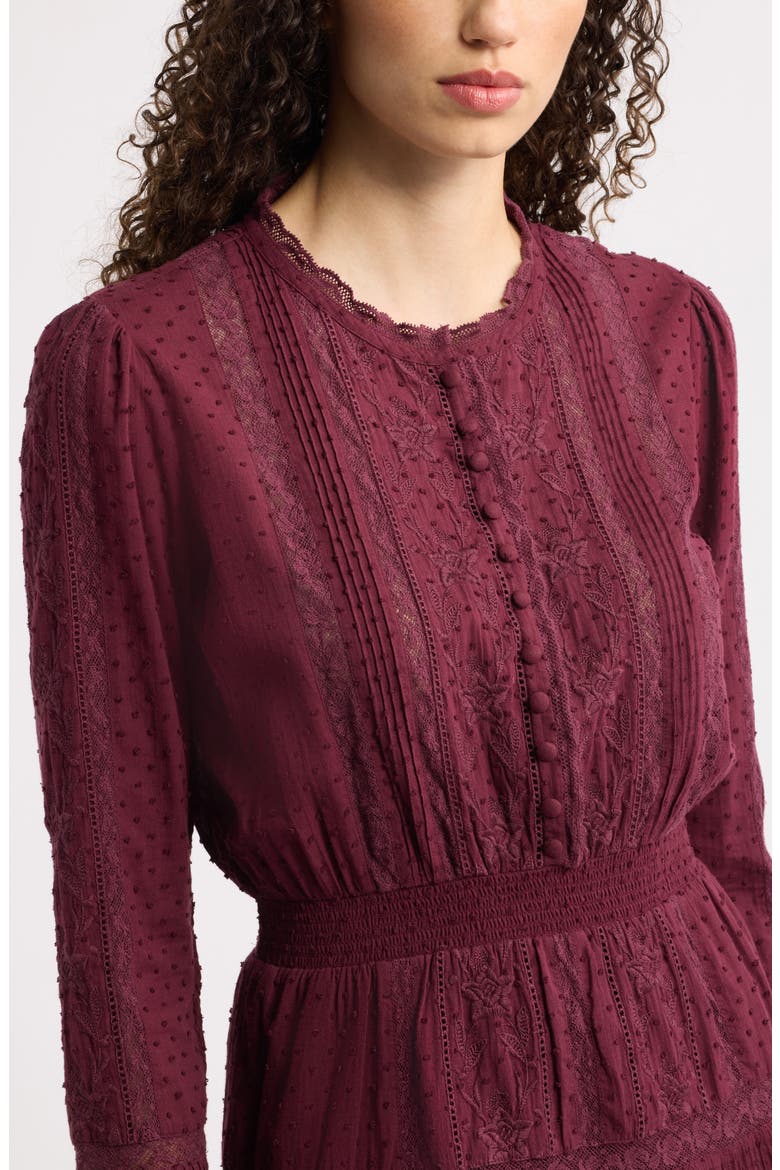 Vesna Embroidered Minidress, Alternate, color, FADED MERLOT