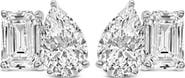 Haus of Brilliance 14K Gold 2.0 Cttw Emerald and Pear Toi et Moi Lab Grown Diamond Stud Earrings