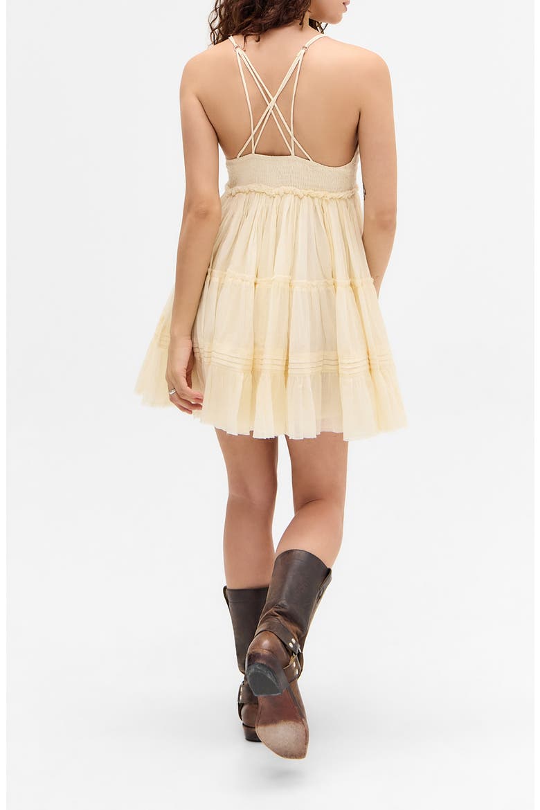 Aria Embroidered Tiered Cotton Babydoll Dress, Alternate, color, YELLOW