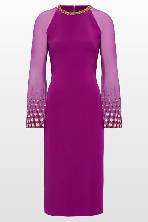 Eurabia Mesh-sleeve Midi Dress