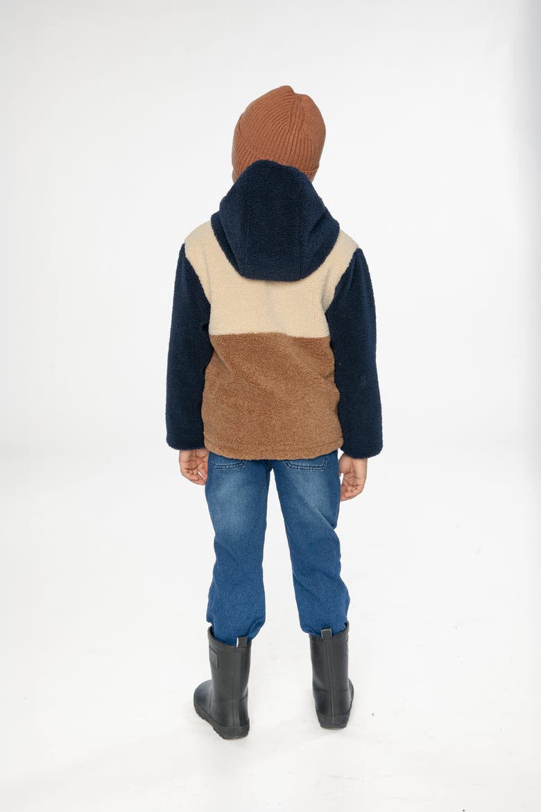 Reversible Mid-Season Fleece Hooded Full Zip Jacket, Alternate, color, Dark Blue and Brown