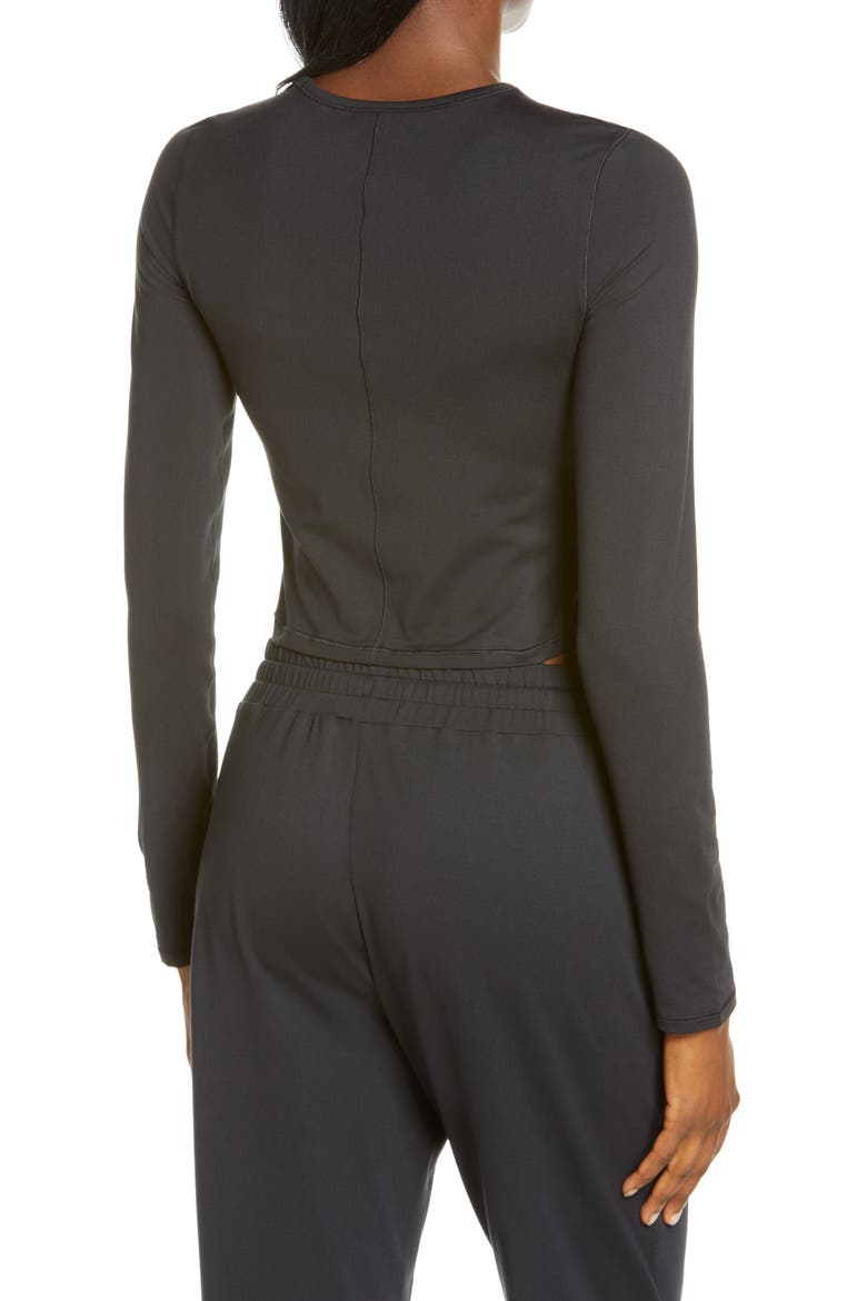 Recycled Polyester Blend Crop T-Shirt, Alternate, color, BLACK