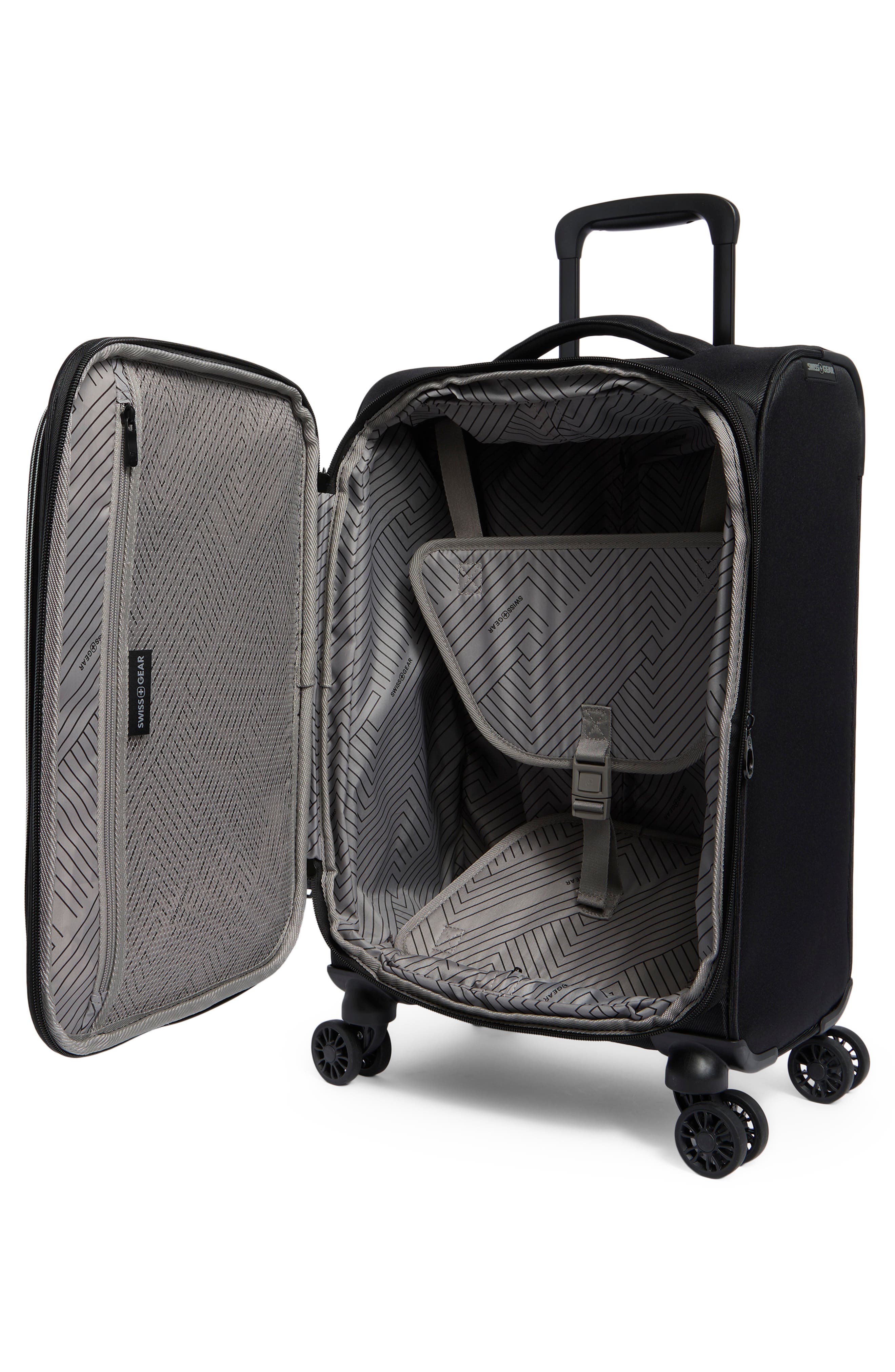 SWISSGEAR 19-Inch Softside Spinner Carry-On Luggage, Alternate, color, Black