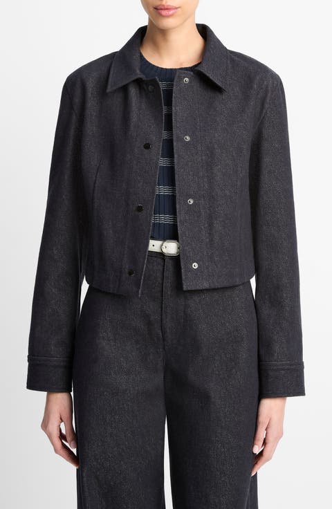 Crop Slim Fit Denim Shirt Jacket