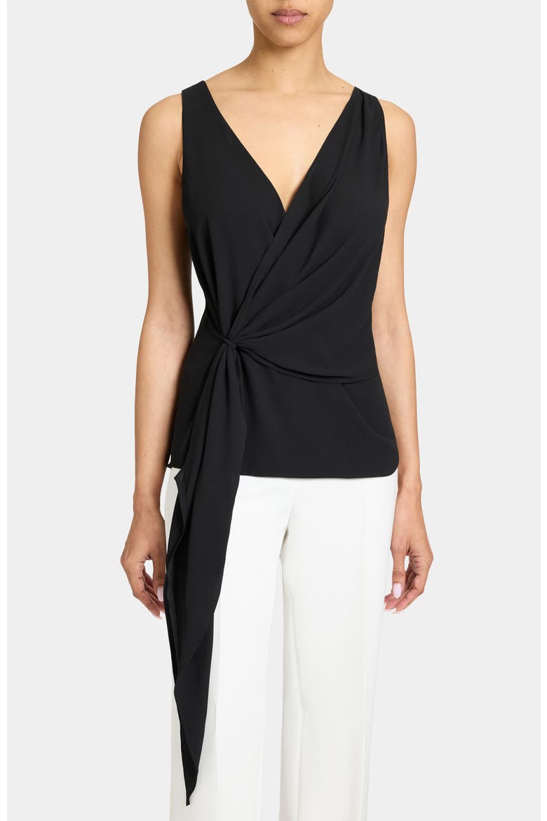 Danna Faux Wrap Top, Main, color, BLACK