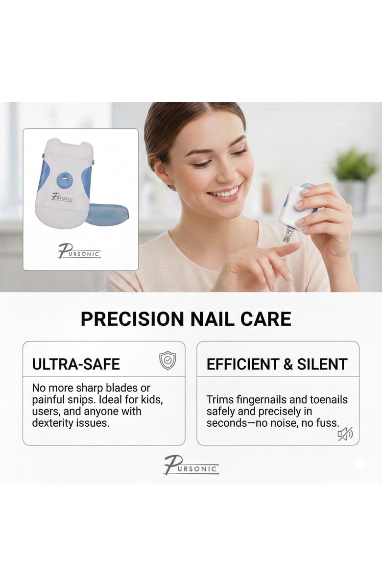 PURSONIC Portable Electric Nail Trimmer & Filer, Alternate, color, Blue