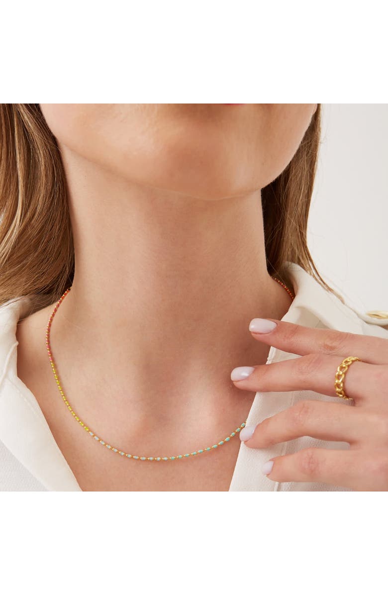 Spero London Sterling Silver Enamel Mine Beaded Colourful Rainbow Necklace, Alternate, color, Gold