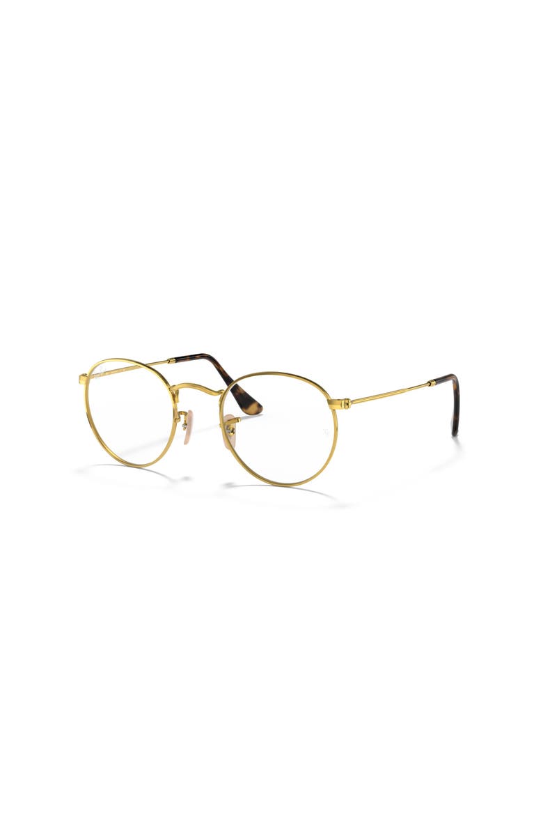 Ray-Bay 47mm Round Optical Glasses, Main, color, GOLD/ CLEAR