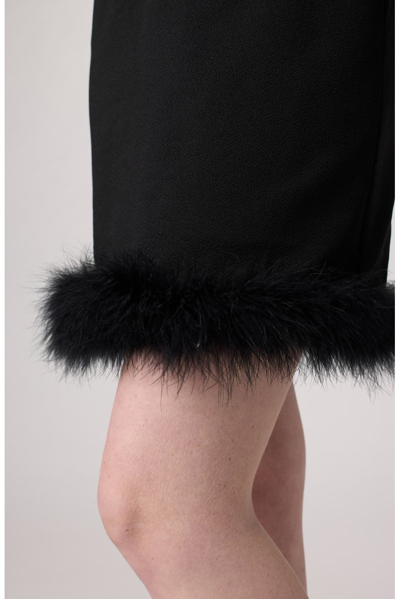 Raglan Halter Dress with Feathers, Alternate, color, BLACK