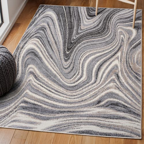 Shop Jonathan Y Eleni Contemporary Glam Abstract Marble Area Rug In Charcoal/cream