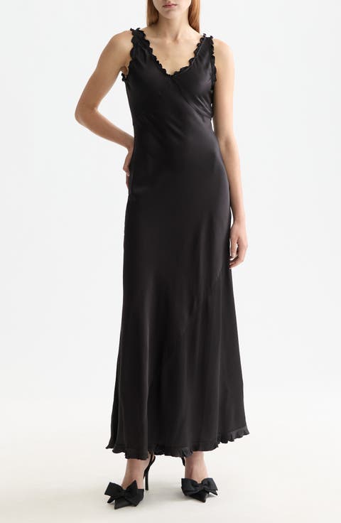 Ruffle Trim Maxi Slipdress