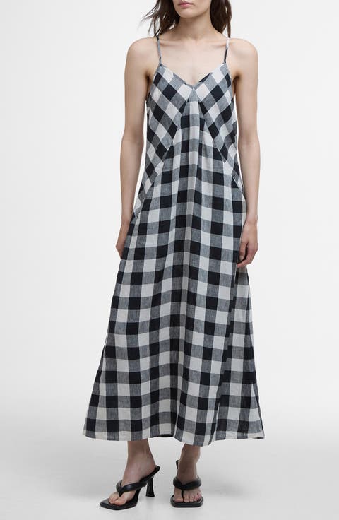 Maya Plaid Linen Dress