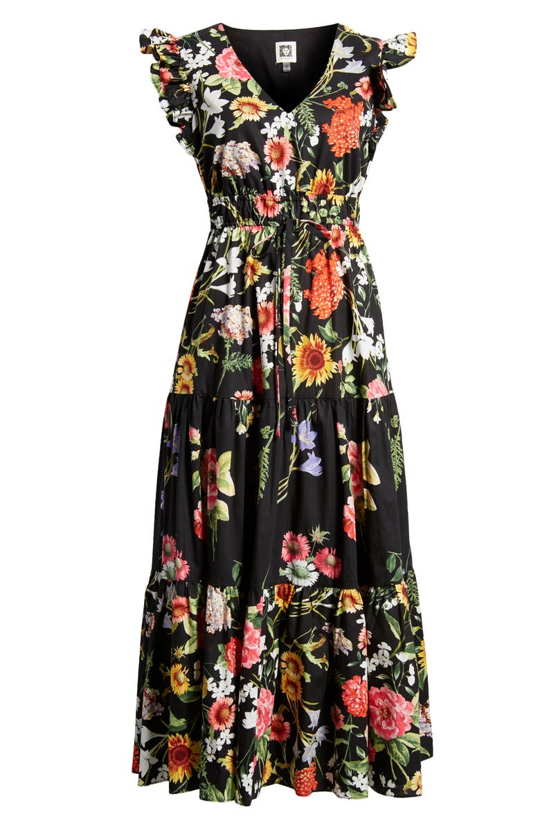 Anne Klein Floral Tiered Cotton Maxi Dress, Alternate, color,