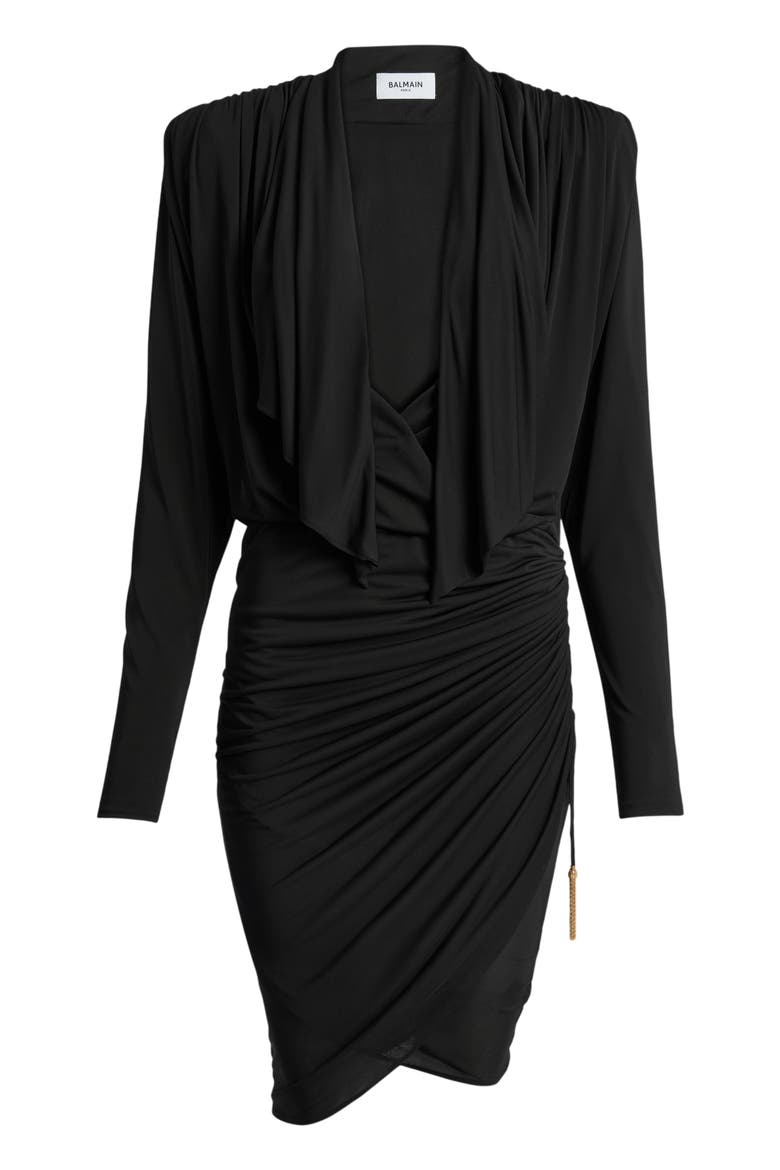 Draped Flowing Jersey Dress, Alternate, color, black