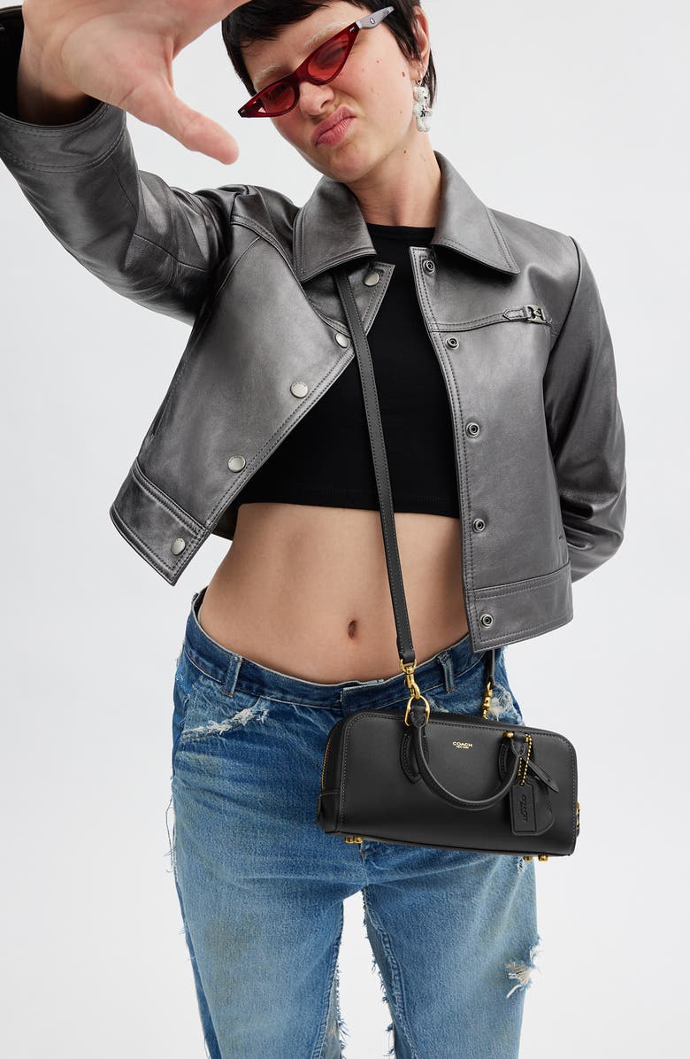 COACH Bowery Leather Satchel, Alternate, color,