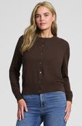 Lands' End Fine Gauge Cotton Crew Cardigan Sweater