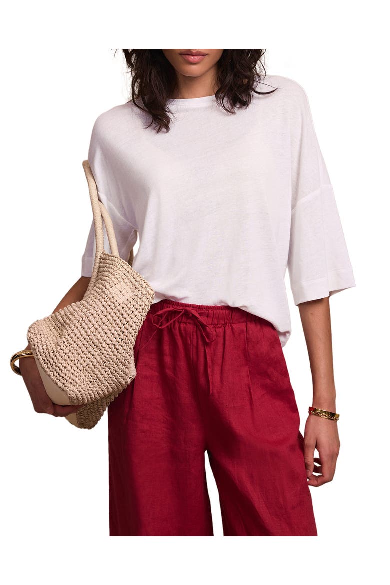 Linen Blend Boxy T Shirt, Main, color, Ivory