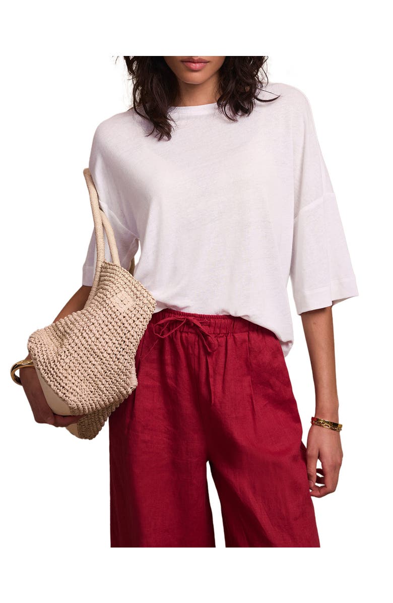 MINT VELVET Linen Blend Boxy T Shirt, Main, color, Ivory