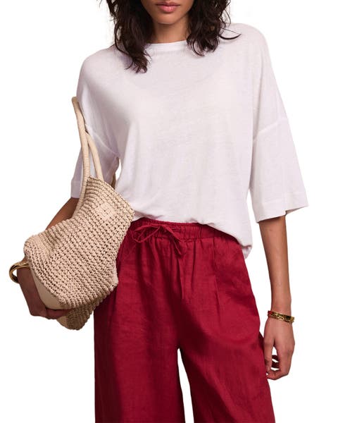 Linen Blend Boxy T Shirt