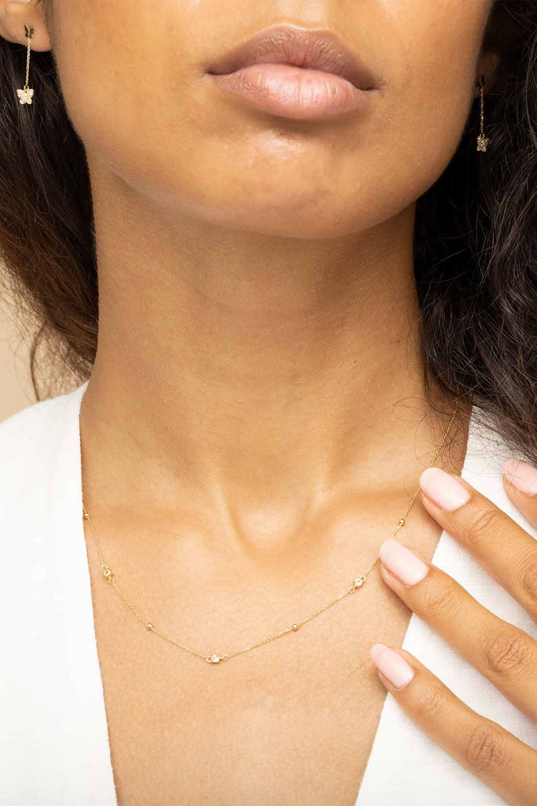 14K Yellow Gold Seeing Sparks Station Necklace, Alternate, color, Yellow Gold
