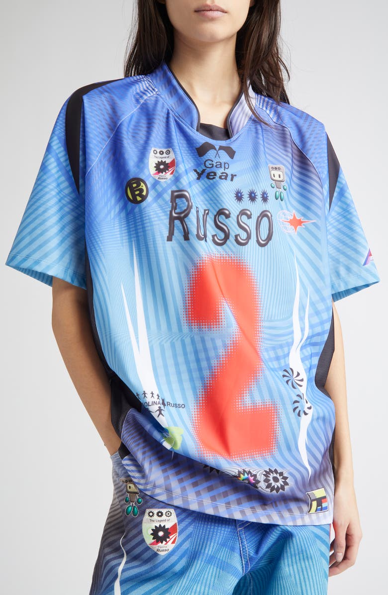 Paolina Russo Oversize Short Sleeve Stretch Jersey Top, Alternate, color, 