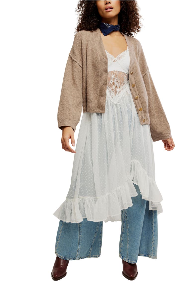 Free People Cool of the Night Cardigan, Alternate, color, Mocha Melange