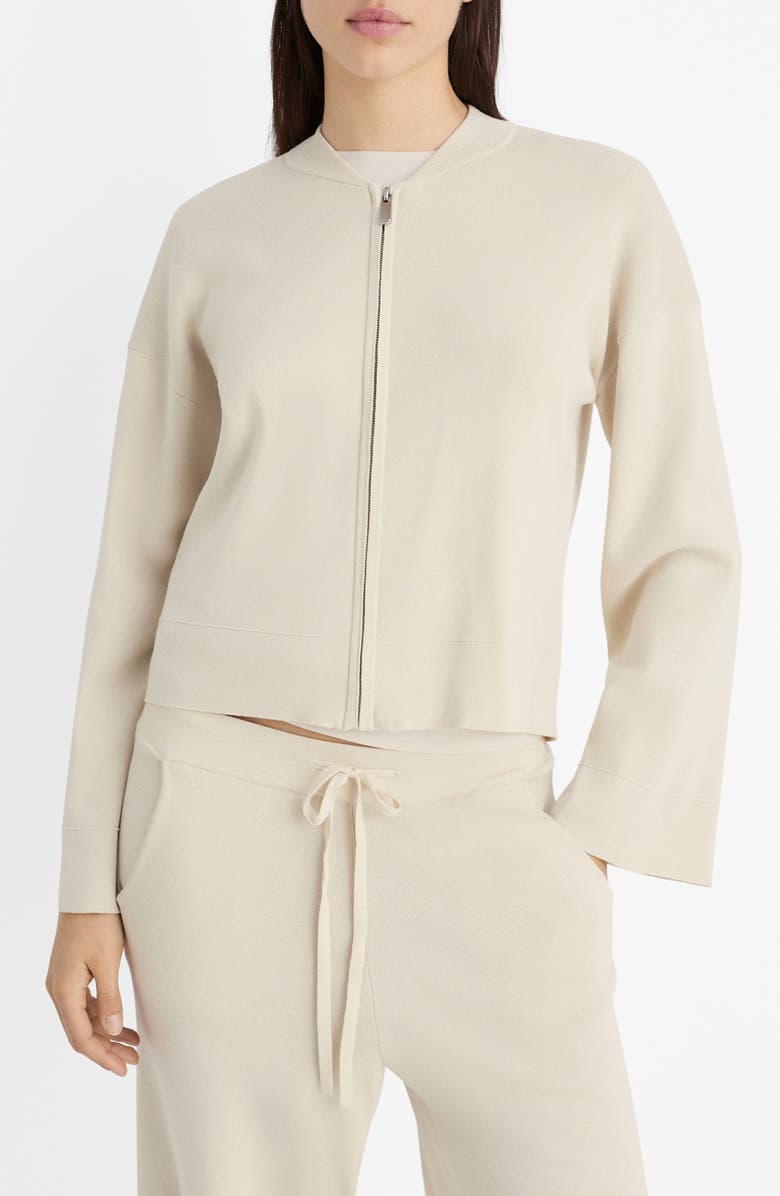 MANGO Bomber Sweater Jacket, Main, color, Light/ Pastel Grey