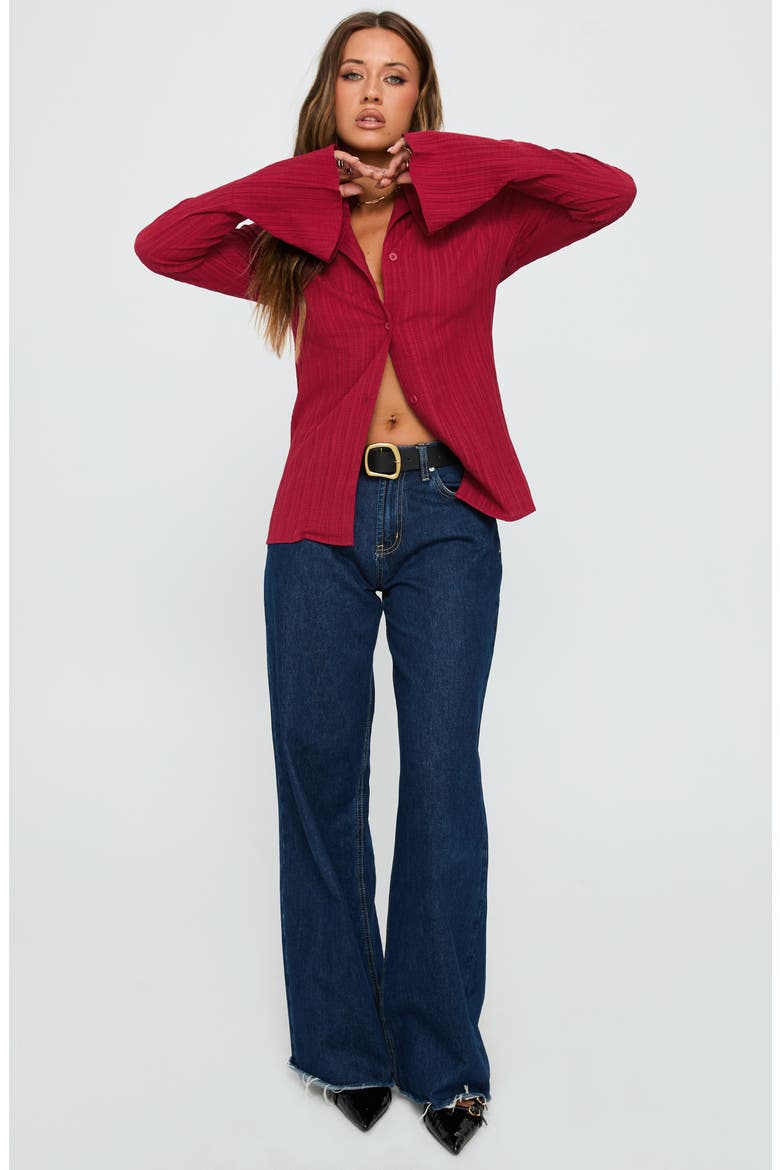 Beatris Bell Sleeve Shirt, Alternate, color, RED