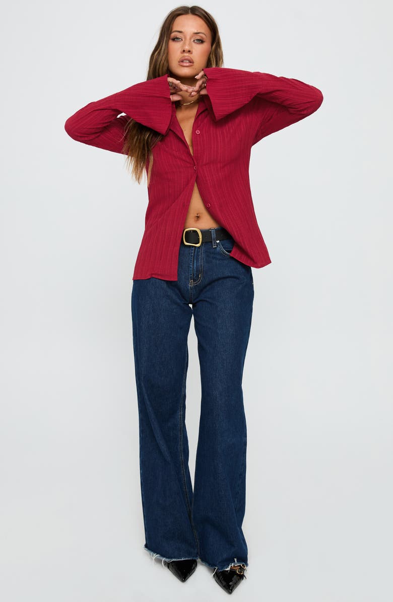 Princess Polly Beatris Bell Sleeve Shirt, Alternate, color, Red