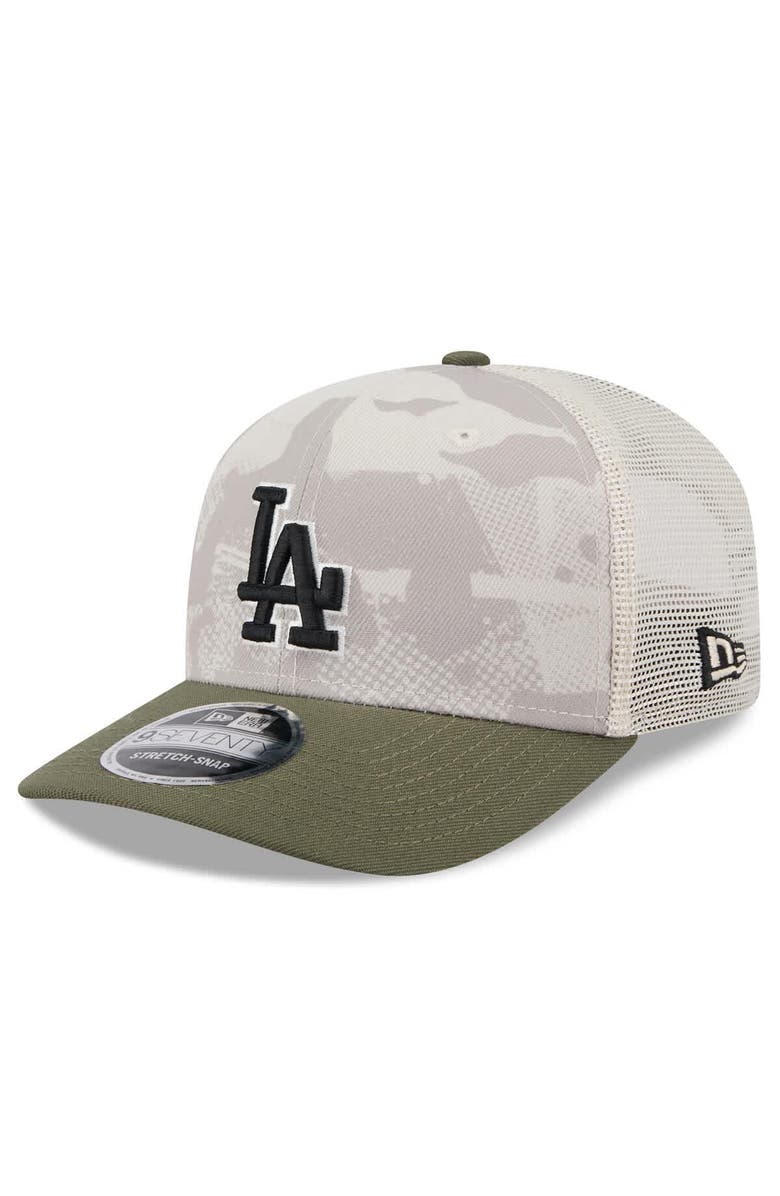 New Era Men's New Era Light Beige/Olive Los Angeles Dodgers 2025 Armed Forces Day 9SEVENTY Stretch-Snap Hat, Alternate, color, Light Beige