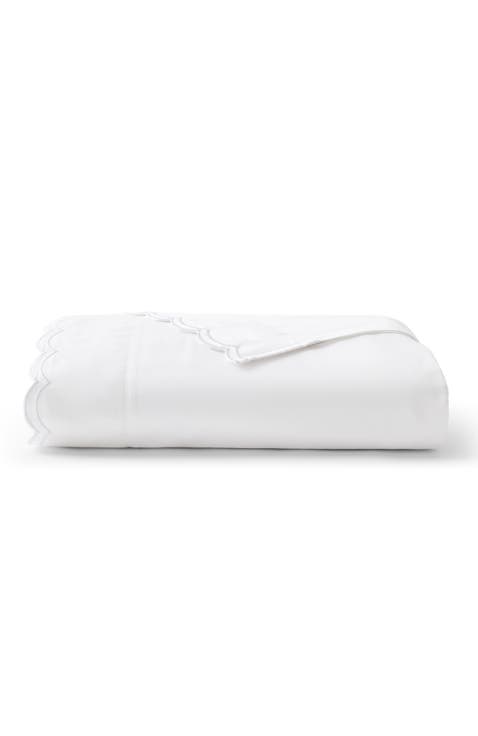 Scallop Edge Luxury Cotton Sateen Flat Sheets